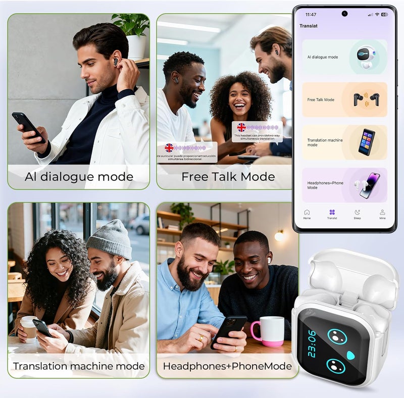 Hyyeosd NE20 Translation Earbuds Real Time - 2025 New AI 135 Language Translator Earbuds, Audifonos Traductores Inglés Español, 4-in-2 Translating Device, Translate Ear Buds for Travel Learning - Image 4